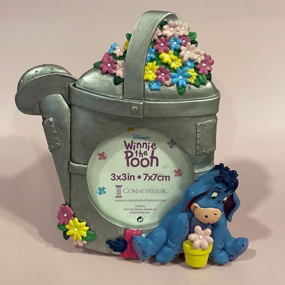 Disney Eeyore Photo Frame Picture 3 X 3 Flowers Watering Can Connoisseur 6” tall - Picture 1 of 8